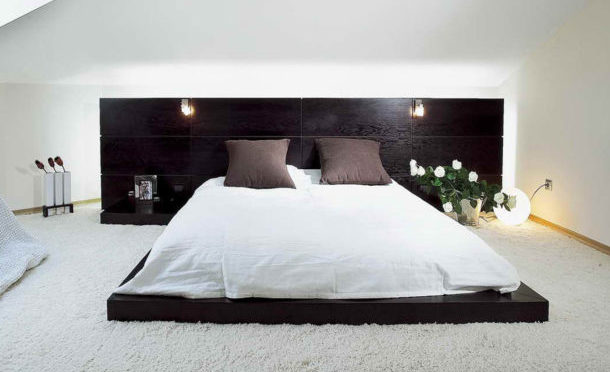 низкие кровати-платформы и кровати-подиумы