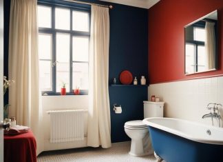 Теплый дизайн ванной комнаты с батареей отопления