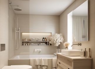 Идеальный современный классический ремонт ванной комнаты